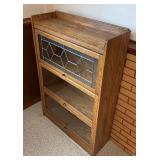 Vintage Oak Barrister Bookcase with Leaded Glass