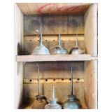 Vintage Oil Cans with Shelf