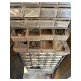 Large Plastic Wall Hanging Shop Storage Drawers and Contents