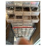 Large Plastic Wall Hanging Shop Storage Drawers and Contents