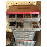 Large Plastic Wall Hanging Shop Storage Drawers and Contents