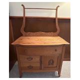 Antique Oak Washstand / Commode with Towel Rack