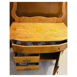 Antique Oak Washstand / Commode with Towel Rack