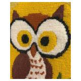 Vintage Framed Needlepoint Owl