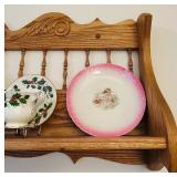 Beautiful Wood Display Shelf with Decorative Plates