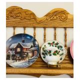 Beautiful Wood Display Shelf with Decorative Plates