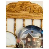 Beautiful Wood Display Shelf with Decorative Plates