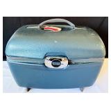Vintage Blue American Tourister Train Case, Vintage Hard Shell Travel Makeup Jewelry Case