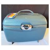 Vintage Blue American Tourister Train Case, Vintage Hard Shell Travel Makeup Jewelry Case