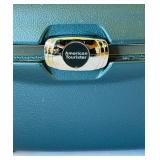 Vintage Blue American Tourister Train Case, Vintage Hard Shell Travel Makeup Jewelry Case