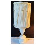 Pair of Vintage Milk Glass Lamps with Pleated Shades