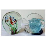 Art Glass Paper Weight and Art Glass Fish Figurine