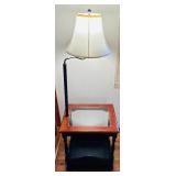 Side Table with Attached 57" Tall Lamp