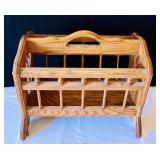 Handcrafted Oak Magazine Rack with Leaf Design