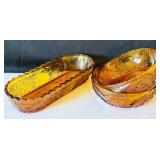 Set of 3 Vintage Indian Glass Tiara Rose Dishes