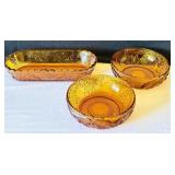 Set of 3 Vintage Indian Glass Tiara Rose Dishes