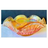 Vintage 1960s Imperial Glass Carnival Glass Candy Dish – Iridescent Decorative Bowl