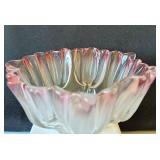 Pair of Art Glass Style Bowls - Frosted Tulip and Multicolor Swirl