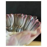 Pair of Art Glass Style Bowls - Frosted Tulip and Multicolor Swirl