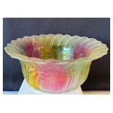 Pair of Art Glass Style Bowls - Frosted Tulip and Multicolor Swirl