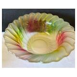 Pair of Art Glass Style Bowls - Frosted Tulip and Multicolor Swirl