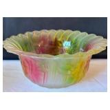 Pair of Art Glass Style Bowls - Frosted Tulip and Multicolor Swirl
