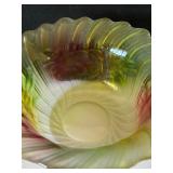 Pair of Art Glass Style Bowls - Frosted Tulip and Multicolor Swirl