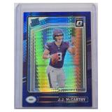 J.J. McCarthy 2024 Panini Rated Rookie Blue Hyper Prizm #235