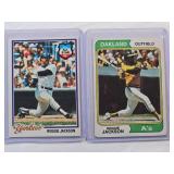 Lot of 2 Reggie Jackson Vintage Baseball Cards 1978 Topps #200 & 1974 Topps No. 130