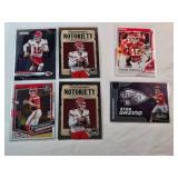 Lot of 6 Nice Patrick Mahomes Cards - Notoriety, Stargazing, Optic, Prizm