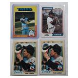 Lot of 4 Rod Carew Vintage Topps Baseball Cards from the 1970s