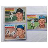 Lot of 3 Vintage 1956 Topps Baseball Cards Featuring Laurin Pepper, Roy McMillan, and Hal Jeffcoat - Pittsburgh Pirates and Cincinnati Redlegs
