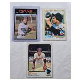 Lot of 3 Vintage Rod Carew Baseball Cards from the 1970s