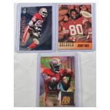 Lot of 3 Jerry Rice Football Cards Including Topps Stadium Club and Hot Numbers