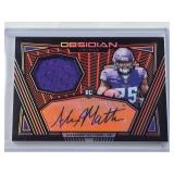 Lot of 2 Alexander Mattison Rookie Cards Including a Rookie Patch Auto Obsidian Numbered 14/75 & Panini Select