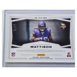 Lot of 2 Alexander Mattison Rookie Cards Including a Rookie Patch Auto Obsidian Numbered 14/75 & Panini Select