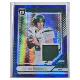 Aaron Rodgers 2024 Panini Donruss Optic Blue Hyper Prizm Relic #DTB-ARS - New York Jets Football Card