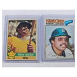Lot of 2 Reggie Jackson Baseball Cards Both Vintage Including 1976 #500 and 1977 #10 Topps Cards