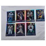 Lot of 7 Retro Series Prizm and Inserts Football Cards Featuring Barry Sanders, Brett Favre, Michael Vick, Eric Dickerson, John Randle, Randy Moss, and Dan Marino