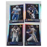 Lot of 7 Retro Series Prizm and Inserts Football Cards Featuring Barry Sanders, Brett Favre, Michael Vick, Eric Dickerson, John Randle, Randy Moss, and Dan Marino