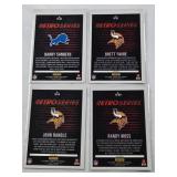 Lot of 7 Retro Series Prizm and Inserts Football Cards Featuring Barry Sanders, Brett Favre, Michael Vick, Eric Dickerson, John Randle, Randy Moss, and Dan Marino