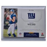 Davis Webb Rookie Patch Auto 2017 Panini Certified Freshman Fabrics  #224 and Numbered 61/199 - New York Giants Football Card