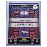 Terrell Davis and Audric Estime Dual Relic 2024 Panini Illusions #RI-DE and Numbered 60/199 - Denver Broncos Football Card