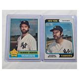 Lot of 2 Thurman Munson Topps 1976 #650 and 1974 #340 - New York Yankees Vintage Baseball Cards