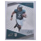Jalen Hurts Rookie Acetate Insert 2020 Panini Chronicles Clear Vision No. CV-22 - Philadelphia Eagles Football Card