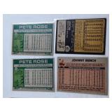 Lot of 8 Pete Rose and Johnny Bench Vintage Cincinnati Reds Baseball Cards