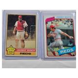 Lot of 2 Johnny Bench Vintage Baseball Cards 1980 #100, 1976 #300