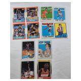 12 Vintage Basketball Cards - Joe DePre, Mike Riordan, Luther Rackley, Clem Haskins, Bill Paultz, Hakeem Olajuwon, Adrian Dantley, Mark Eaton, Wayne Cooper, Terry Cummings, Earl Monroe, and Bernard Ki