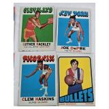 12 Vintage Basketball Cards - Joe DePre, Mike Riordan, Luther Rackley, Clem Haskins, Bill Paultz, Hakeem Olajuwon, Adrian Dantley, Mark Eaton, Wayne Cooper, Terry Cummings, Earl Monroe, and Bernard Ki