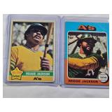 Lot of 2 Reggie Jackson Vintage Baseball Cards 1976 #500, 1975 #300 - Oakland A